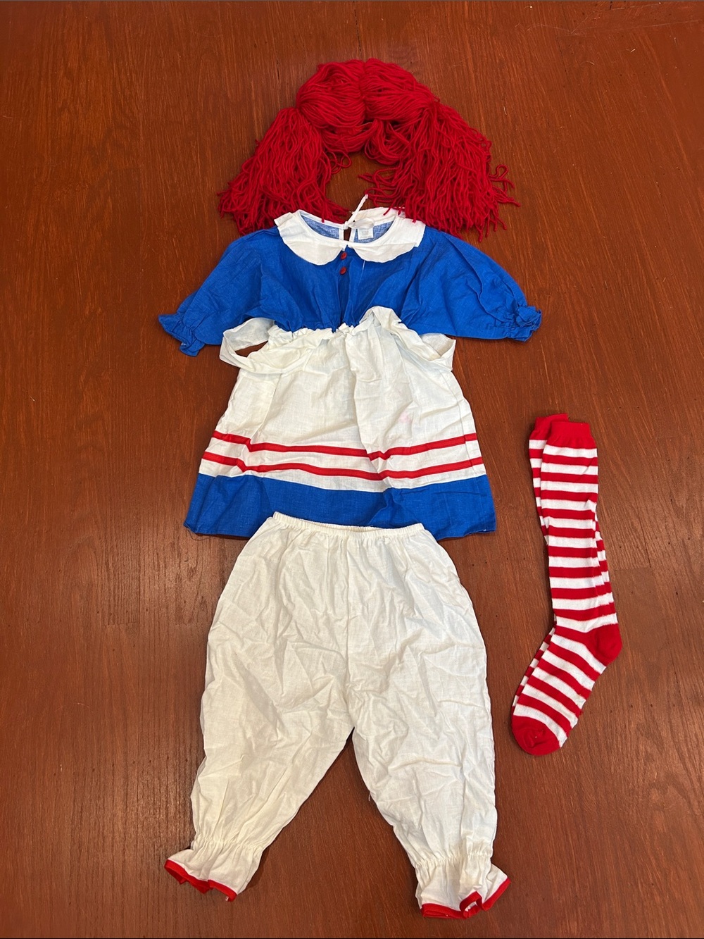 Kids Rag Doll Costume Set - Blue, White & Red